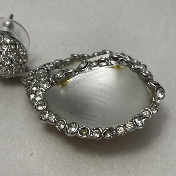 Alexis Bittar Frosted White Lucite and Crystal Drop Earrings. Like new
